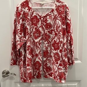 Talbots Cardigan Size 3X Red Paisley